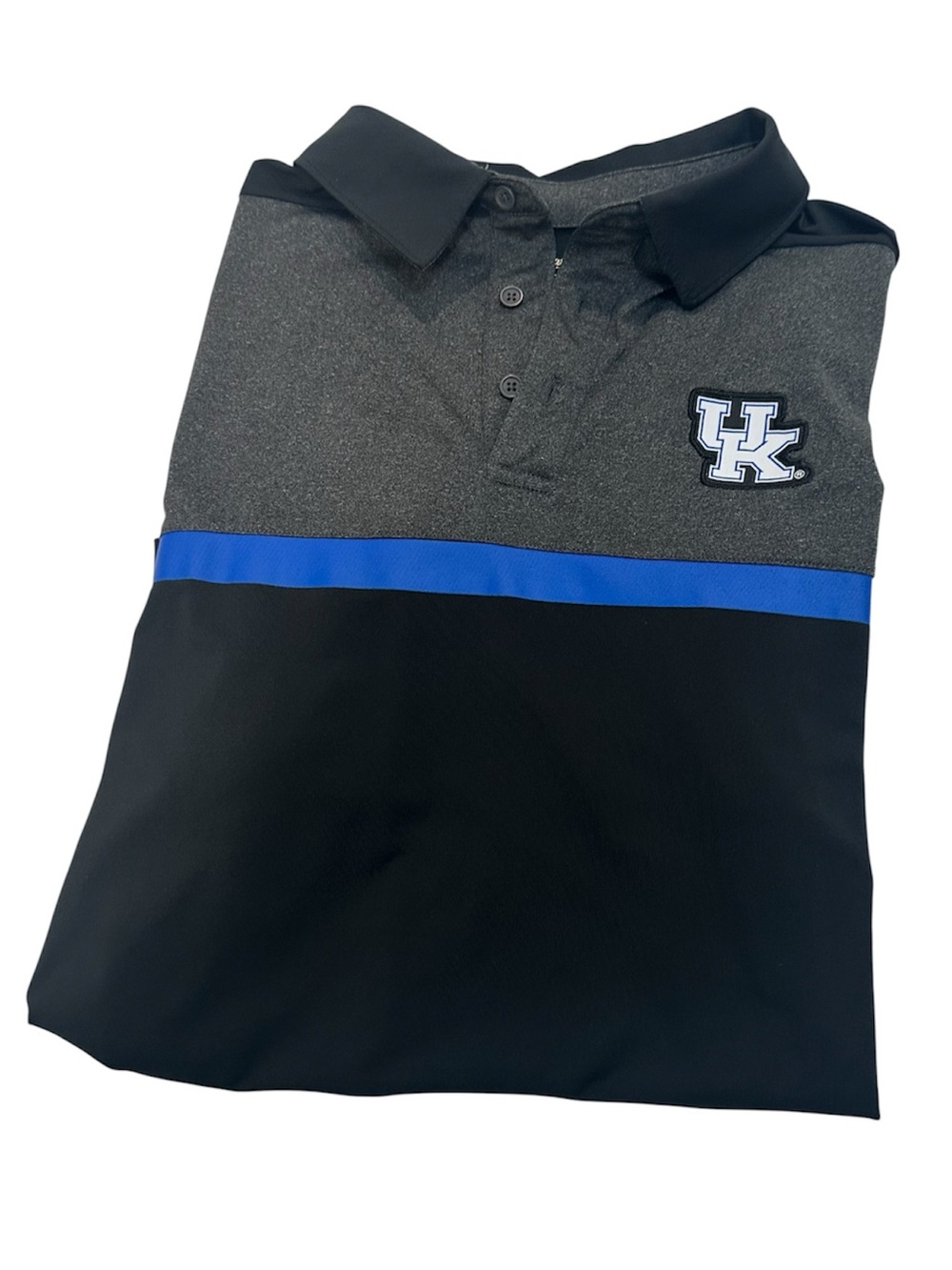 UK Logo Men's Black & Gray Polo with Blue Accent